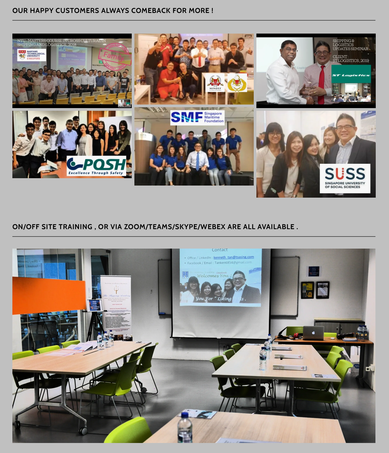 TSA happy customers — corporate training sessions with MINDEF, POSH, SMF, SUSS and ST Logistics